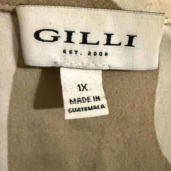 Gilli Beige and Cream Tie Front Top - Picture 3 of 4